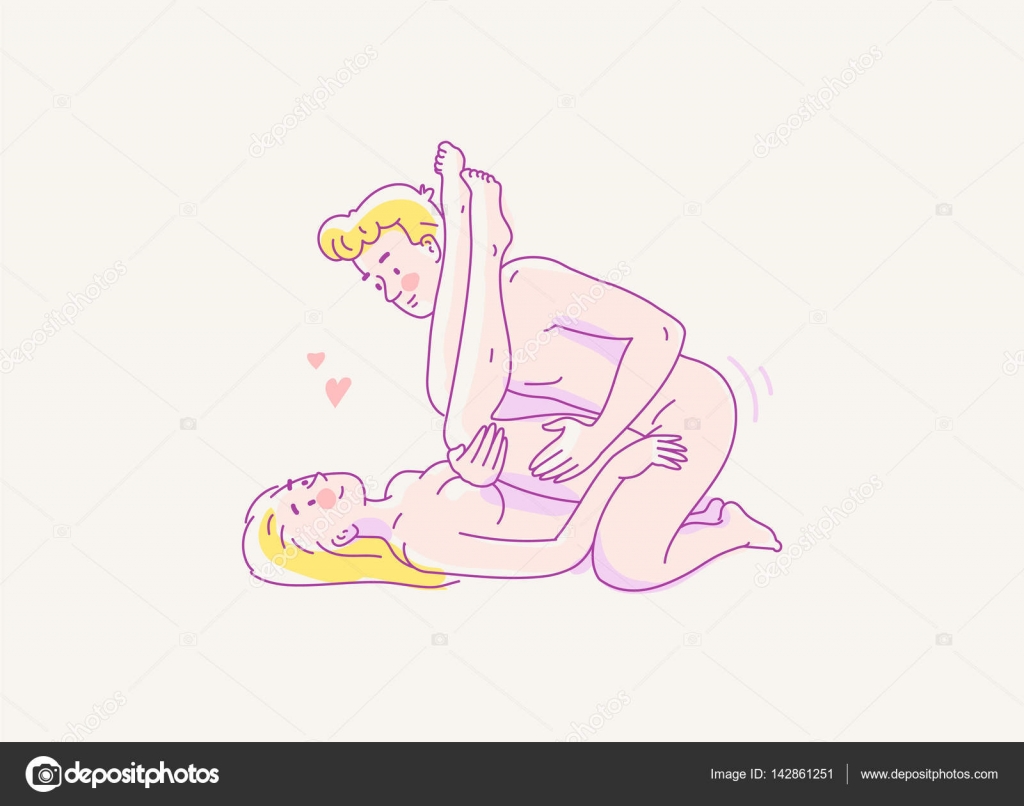 Kama Sutra sex position. A man on top of the woman from the bottom. Line  vector illustration-02 Stock Vector Image by ©sobin #142861251