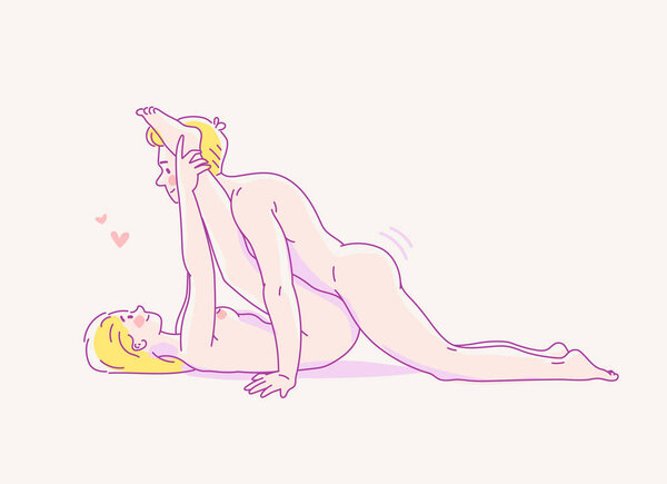 секс-поза Кама Сутра. Мужчина сверху на женщину снизу. Линейная векторная иллюстрация-01

