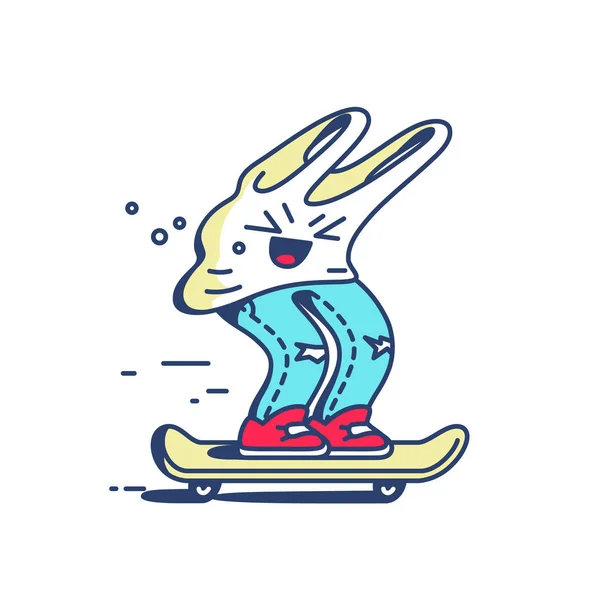 Witziger Skater. Singlet und Jeans auf Skateboard. Vektor Doodle Illustration — Stockvektor