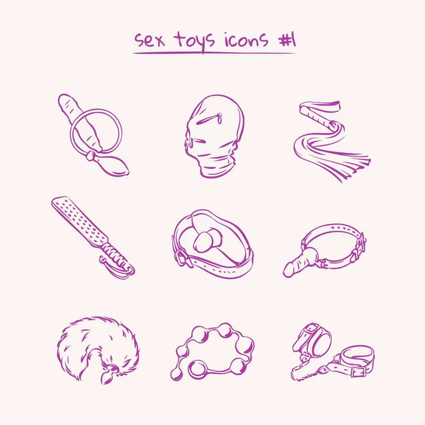 Sex toys line icons — Stock Vector