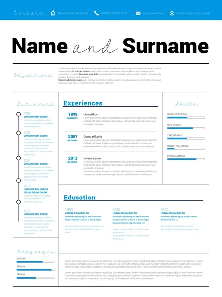 Hervatten, baan cv-template — Stockvector