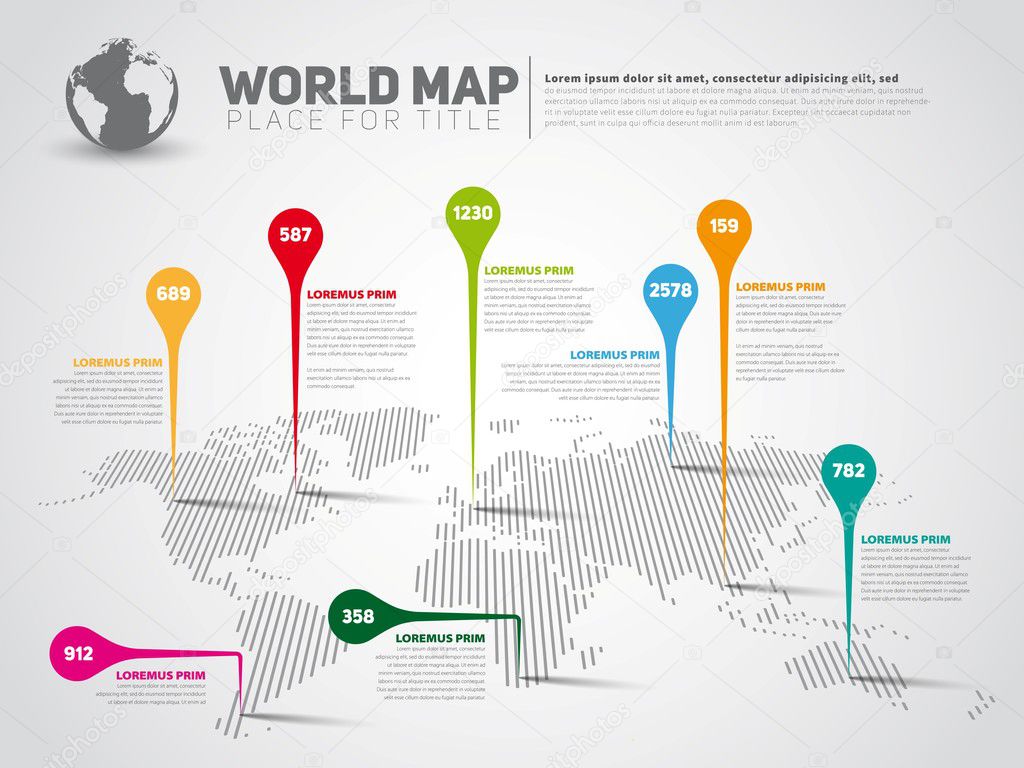 World map infographic template 