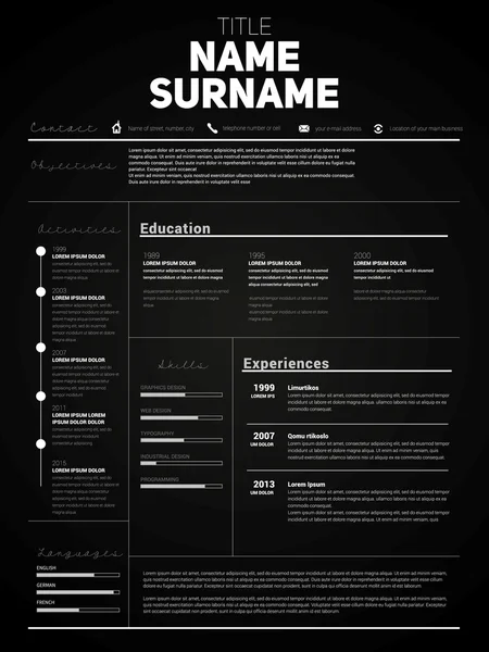 CV, plantilla de cv de trabajo — Vector de stock