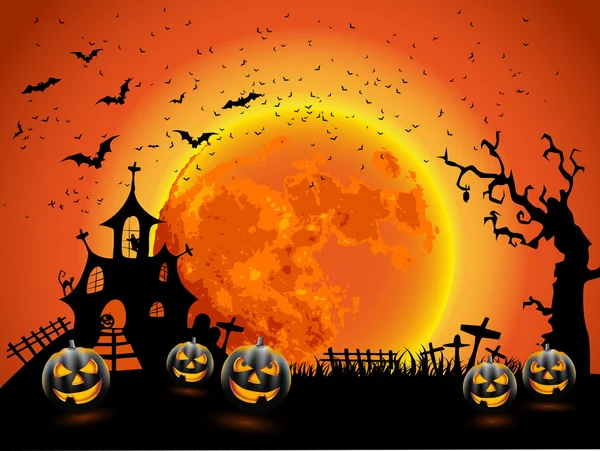 Gelukkig halloween kaartsjabloon — Stockvector