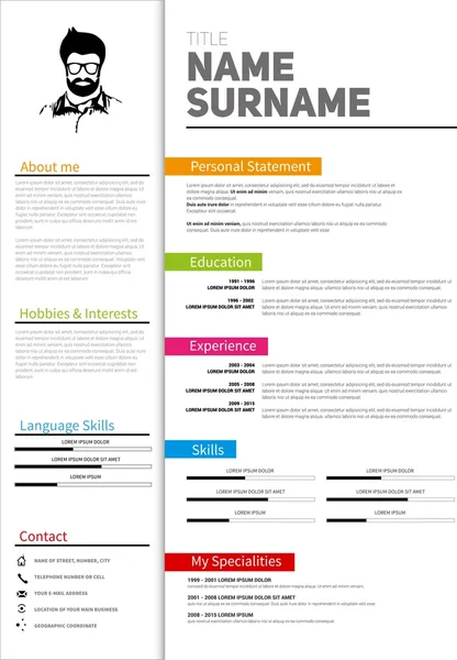 Cv trabajo, plantilla de curriculum vitae — Vector de stock