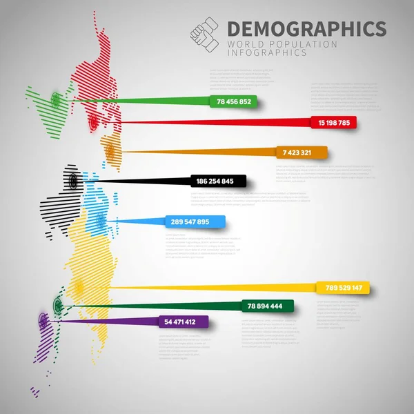 Weltkarte Infografik-Vorlage mit Zeigern — Stockvektor