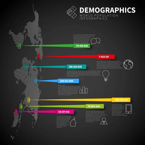 Plantilla de infografía del mapa del mundo con punteros — Vector de stock