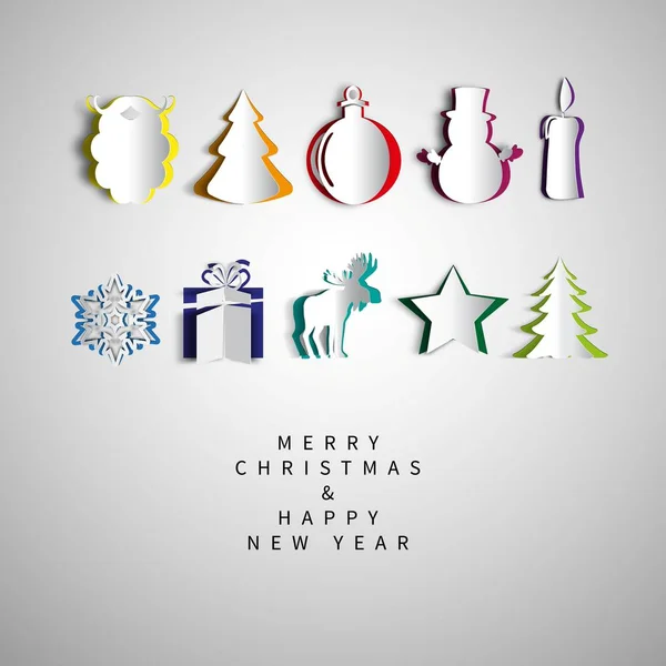 Neşeli Noel kağıt süslemeleri ayarla 