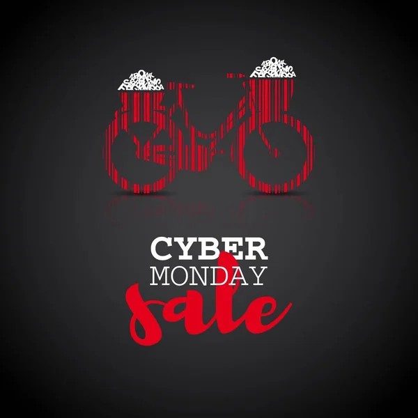 Cyber poster lunedì con bicicletta — Vettoriale Stock