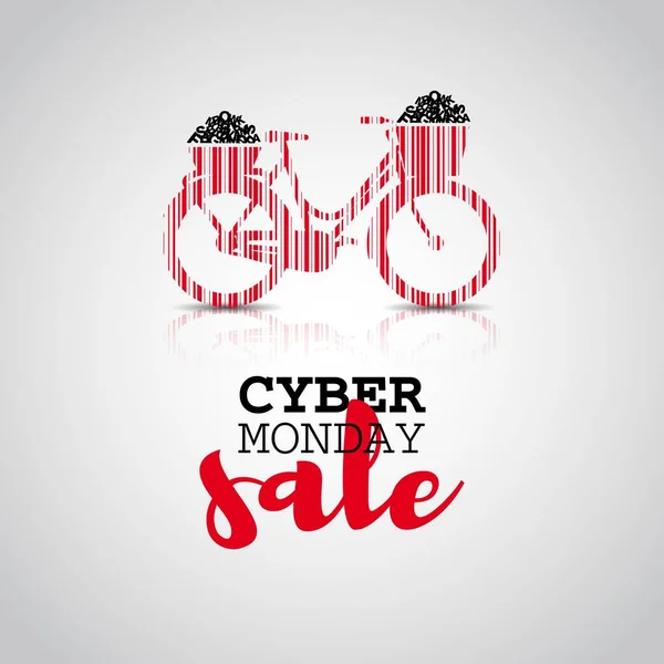 Cyber monday poster with bicycle — Stock Vector