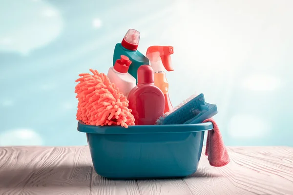 Fornecimentos Produtos Químicos Limpeza Conceito Limpeza Molas — Fotografia de Stock