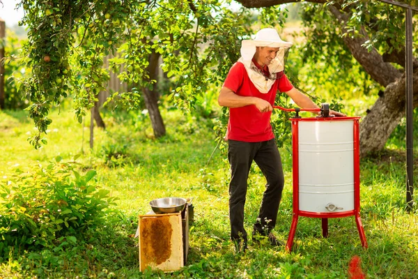 Beekeeper Protective Cap Launches Work Honey Extractor Bee Farm Beekeeping Royalty Free Stock Photos