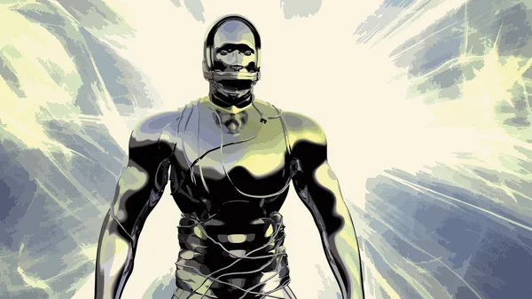 Kurgusal cyborg karakteri, gelecek, bit eşlem resimde biri.