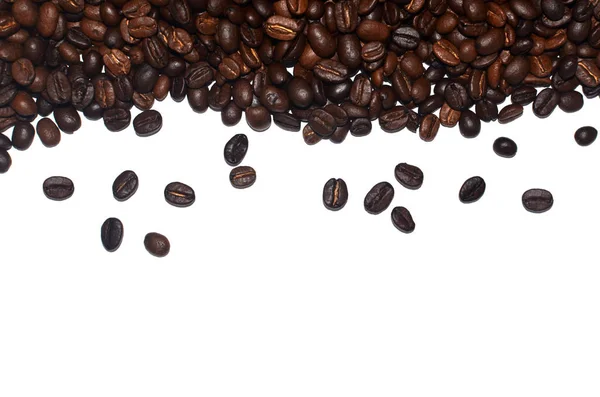 Ziarna Kawy Strzał Bliska Obiektywem Makro Białym Tle — Zdjęcie stockowe