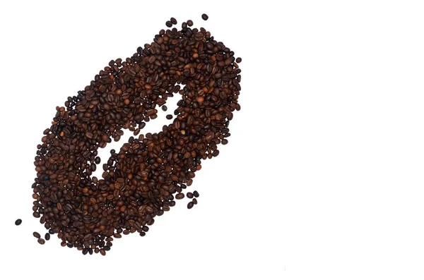 Kaffebönor Form Kaffebönor Vit Bakgrund — Stockfoto