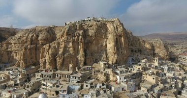 Village at Maaloula in the mountains, Syria 2017 clipart