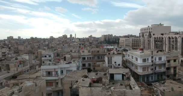 Voo Drone Sobre Cidade Homs Síria — Vídeo de Stock