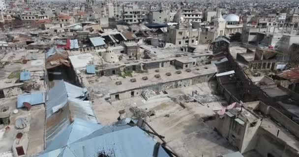 Een Vlucht Van Een Drone Boven Stad Homs Syrië — Stockvideo