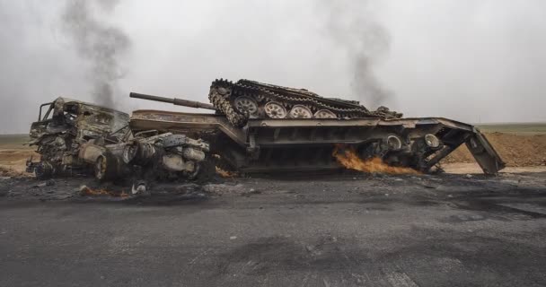 Tanque Con Camión Quema — Vídeos de Stock