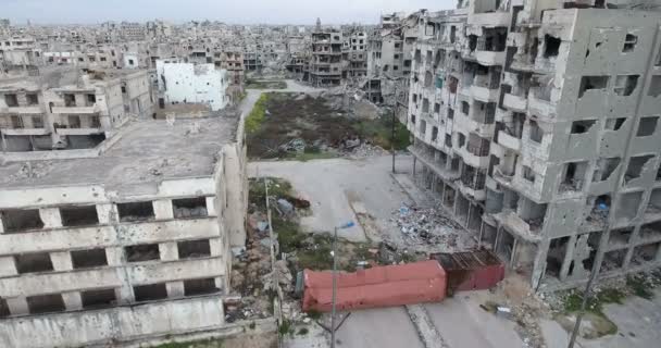 Drone Filmet Byen Homs Syria – stockvideo