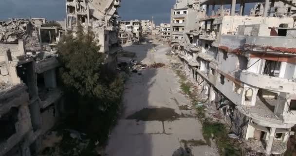 Drone Filmado Sobre Cidade Homs Síria — Vídeo de Stock