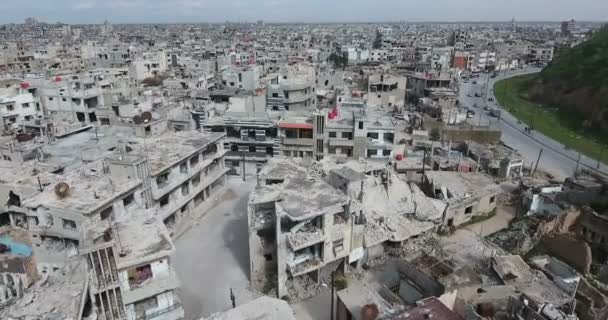 Sebuah Pesawat Tak Berawak Merekam Kota Homs Suriah — Stok Video