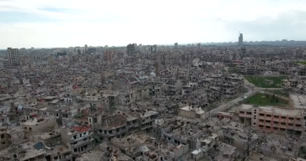 Dron Filmado Sobre Ciudad Homs Siria — Vídeos de Stock