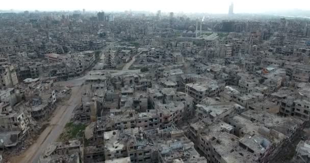 Egy Drone Város Homs Szíriában Forgatott — Stock videók