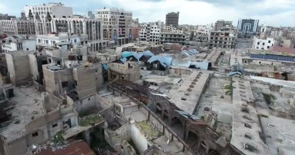 Drone Filmado Sobre Cidade Homs Síria — Vídeo de Stock