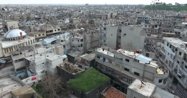 Een Drone Gefilmd Stad Homs Syrië — Stockvideo