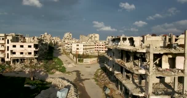 Egy Drone Város Homs Szíriában Forgatott — Stock videók