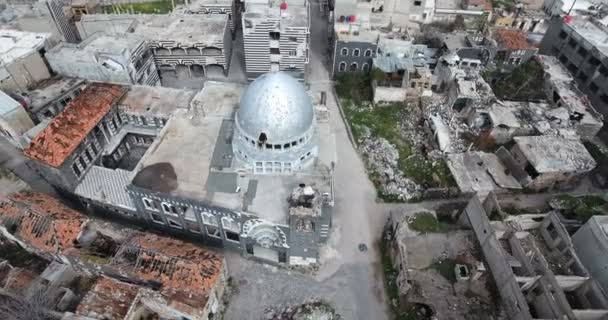 Suriye Homs Şehir Üzerinde Filme Bir Dron — Stok video
