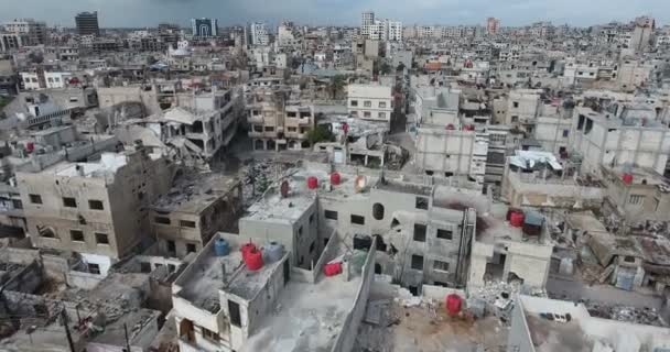 Drönare Som Filmade Över Staden Homs Syrien — Stockvideo