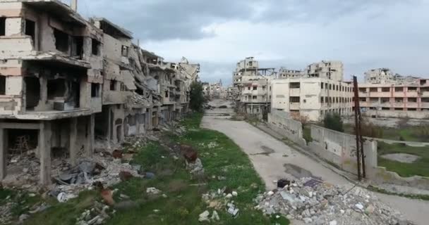 Drone Filmed City Homs Syria — Stock Video