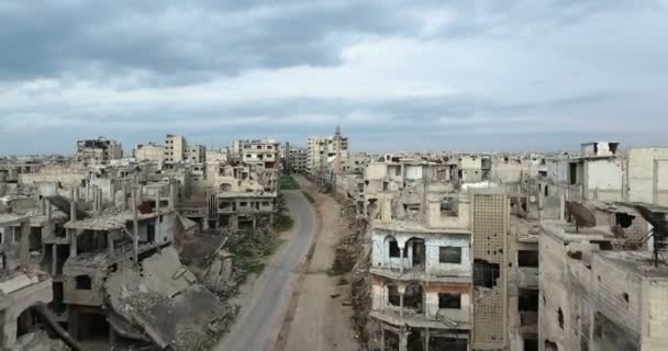 Drone Filmé Dessus Ville Homs Syrie — Video