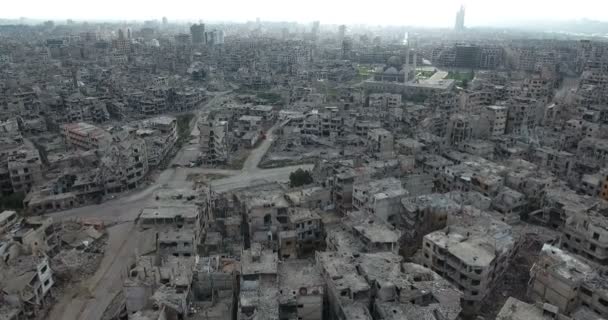 Γυρίστηκε Ένα Drone Πάνω Από Την Πόλη Χομς Στη Συρία — Αρχείο Βίντεο
