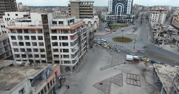 Беспилотник Снятый Над Городом Хомс Сирии — стоковое видео