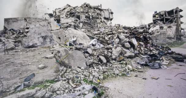 Ortadoğu Savaş Sahnesi Harabe Binalar Suriye — Stok video