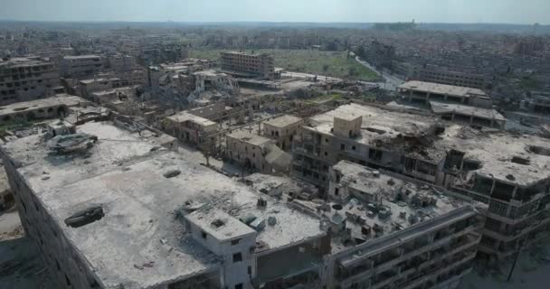 Suriye Halep Şehir Üzerinde Filme Bir Dron — Stok video