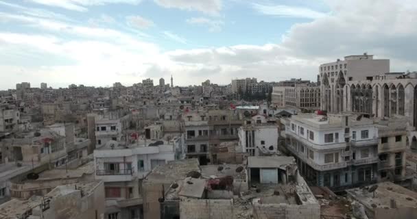 Vuelo Dron Sobre Ciudad Homs Siria — Vídeo de stock