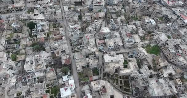 Voo Drone Sobre Cidade Homs Síria — Vídeo de Stock