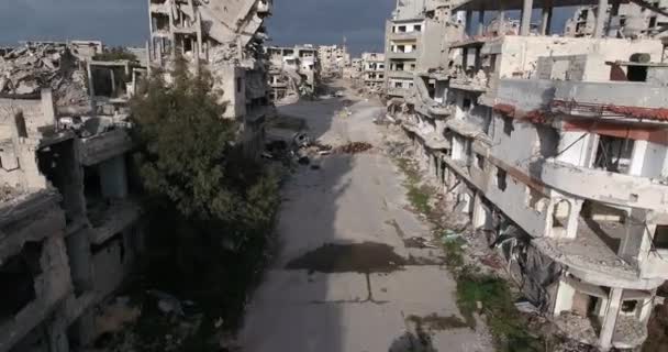 Vol Drone Dessus Ville Homs Syrie — Video