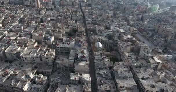 Vuelo Dron Sobre Ciudad Homs Siria — Vídeo de stock