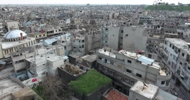 Ein Flug Einer Drohne Über Der Stadt Homs Syrien — Stockvideo