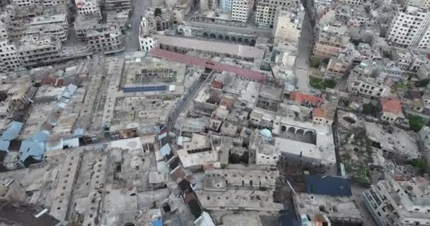 Voo Drone Sobre Cidade Homs Síria — Vídeo de Stock
