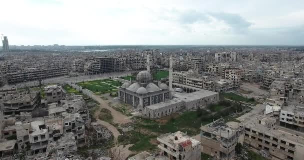 Voo Drone Sobre Cidade Homs Síria — Vídeo de Stock