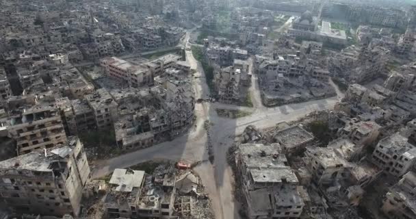 Flight Drone City Homs Syria — Stock Video