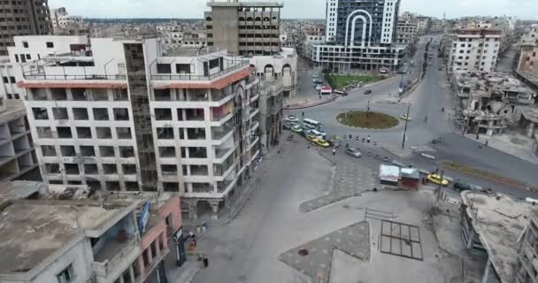 Voo Drone Sobre Cidade Homs Síria — Vídeo de Stock