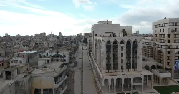 Een Vlucht Van Een Drone Boven Stad Homs Syrië — Stockvideo