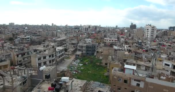 Een Vlucht Van Een Drone Boven Stad Homs Syrië — Stockvideo